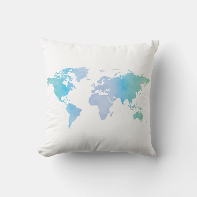 Coussin Carte fraîche du monde d'aquarelle (Recto)