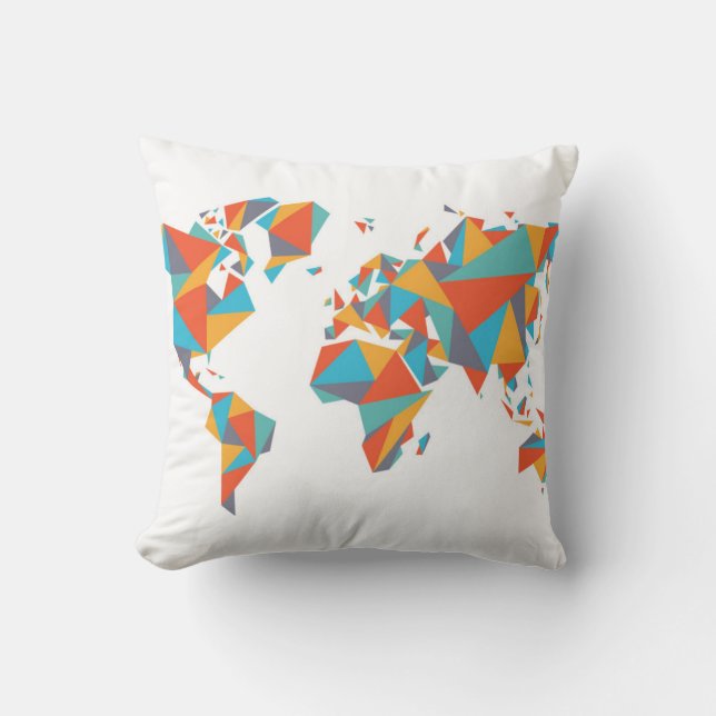 Coussin Carte géométrique abstraite du monde (Recto)