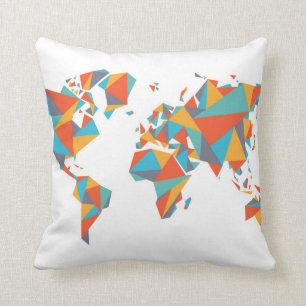 Coussin Carte géométrique abstraite du monde