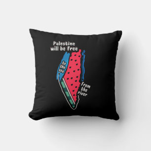 Coussin carte graphique de la pastèque palestine colorée