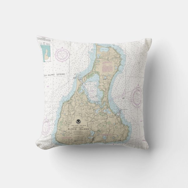 Coussin Carte marine de l'île Block 13217 (Recto)