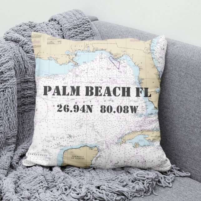 Coussin Carte marine Latitude Longitude Golfe du Mexique (Créateur téléchargé)