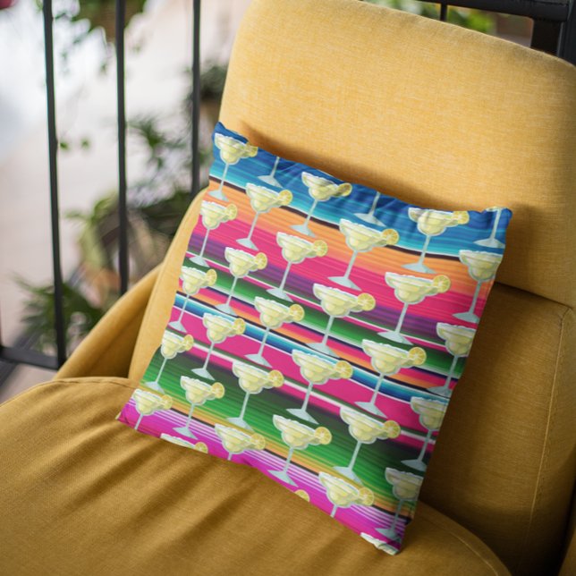 Coussin Carte mexicaine Margarita Colorée Serape (Créateur téléchargé)