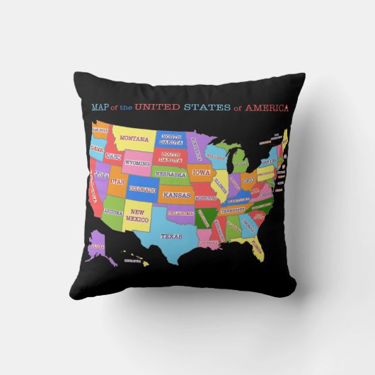 Coussin Carte multicolore des Etats-Unis (Verso)
