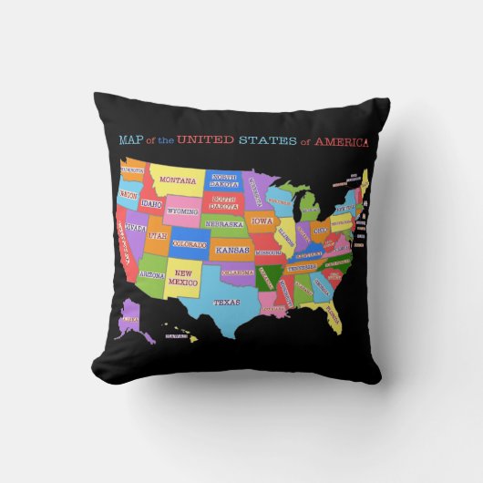 Coussin Carte multicolore des Etats-Unis (Recto)