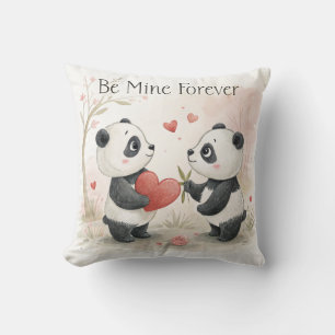 Coussin Carte Panda Romantique - Soyez à moi pour toujours