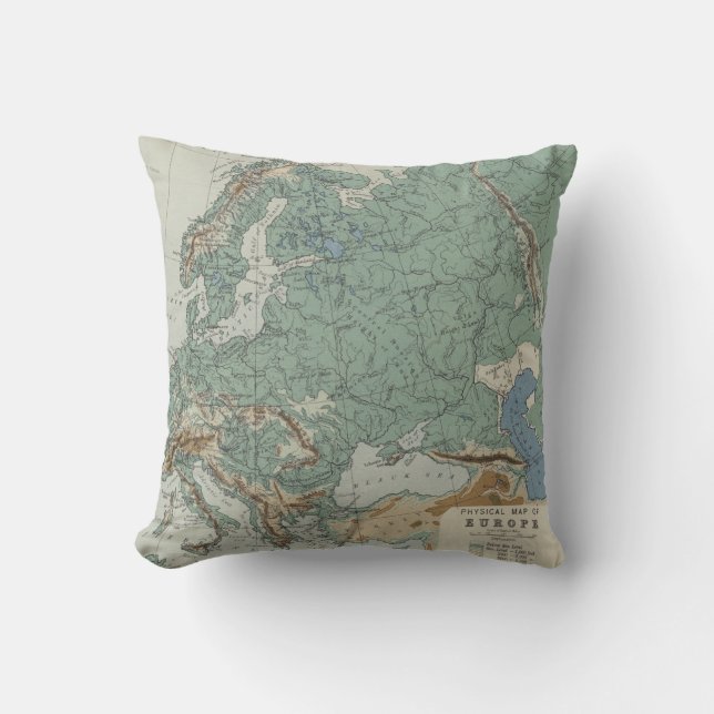 Coussin Carte physique de l'Europe (Recto)