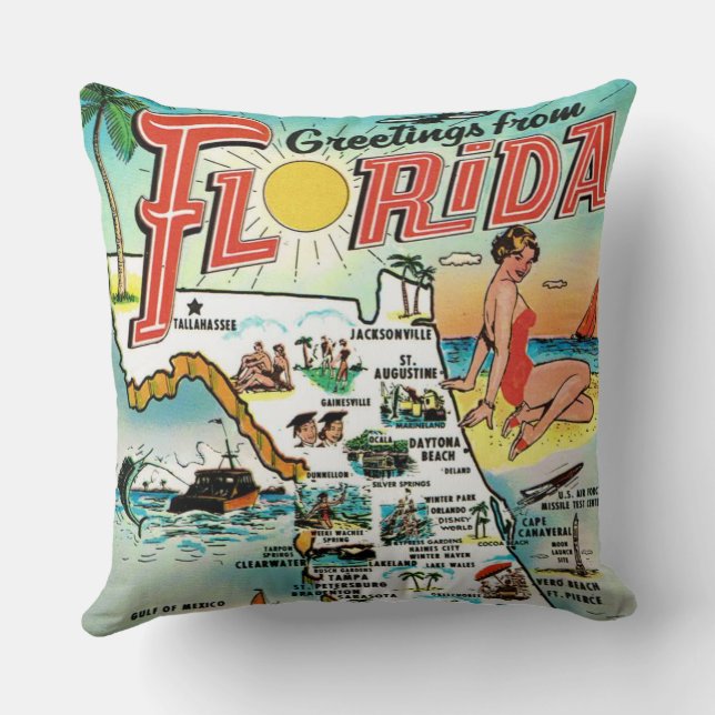 Coussin Carte postale de Floride (Verso)