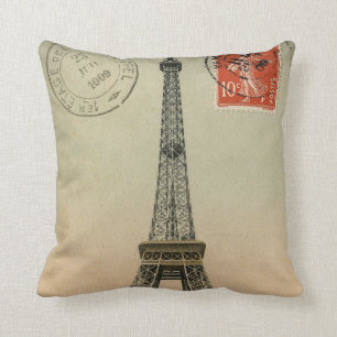Coussin Carte postale Vintage Paris Tour Eiffel