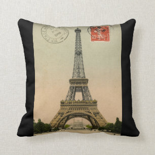 Coussin Carte postale Vintage Paris Tour Eiffel