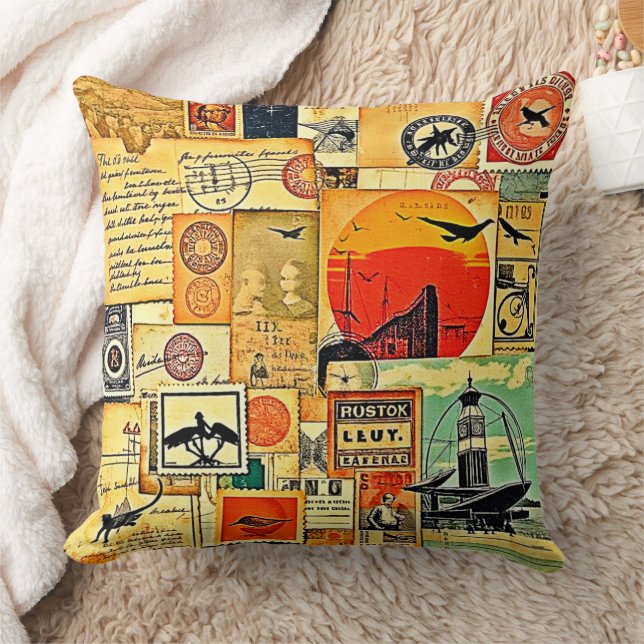Coussin Carte postale Vintage voyage (Couverture)