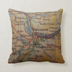 Coussin Carte rustique de Portland Orégon