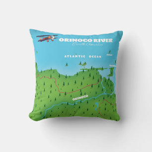 Coussin Carte sud-américaine du fleuve Orinoco