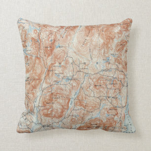 Coussin Carte topographique vintage du lac Schroon New Yor