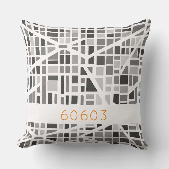 Coussin Carte urbaine moderne Gris Blanc Architectural Cod (Recto)