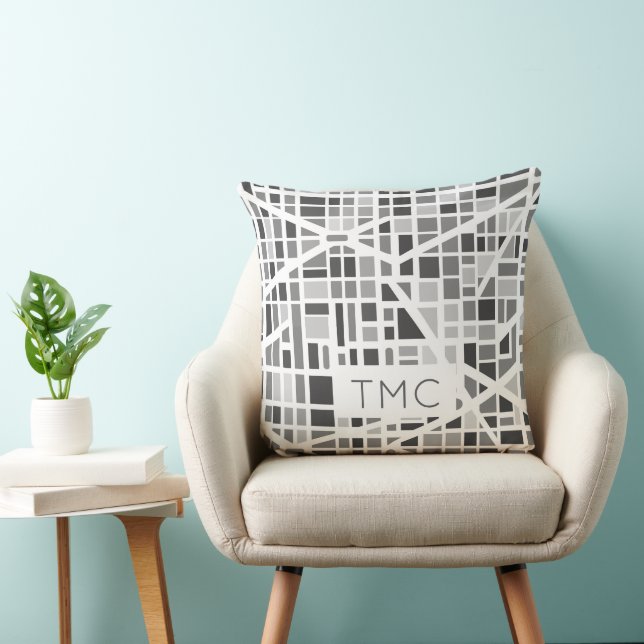 Coussin Carte urbaine moderne Monogrammes INITIALES Archit (Chaise)