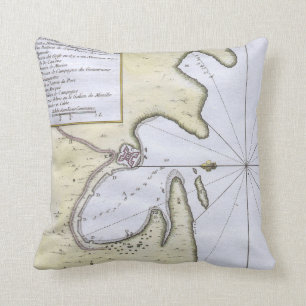 Coussin Carte vintage d'Acapulco Mexique (1764)