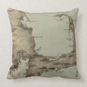 Coussin Carte vintage de Cape Cod (1885)