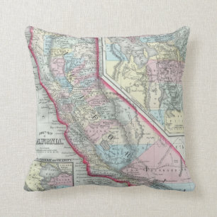 Coussin Carte vintage de la Californie (1860)