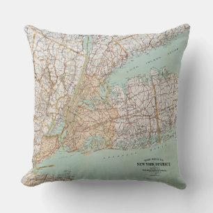 Coussin Carte vintage De La Galerie Du District De New Yor