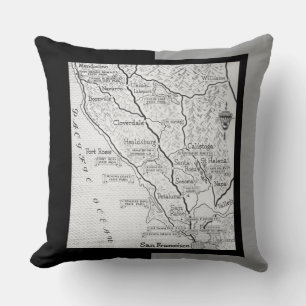 Coussin Carte Vintage de la Région Vinicole