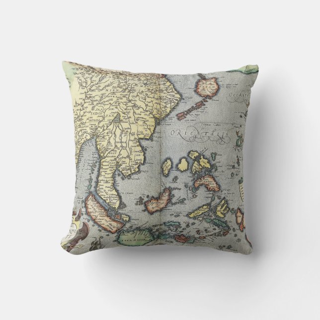 Coussin Carte vintage de l'Inde | 1592 (Recto)