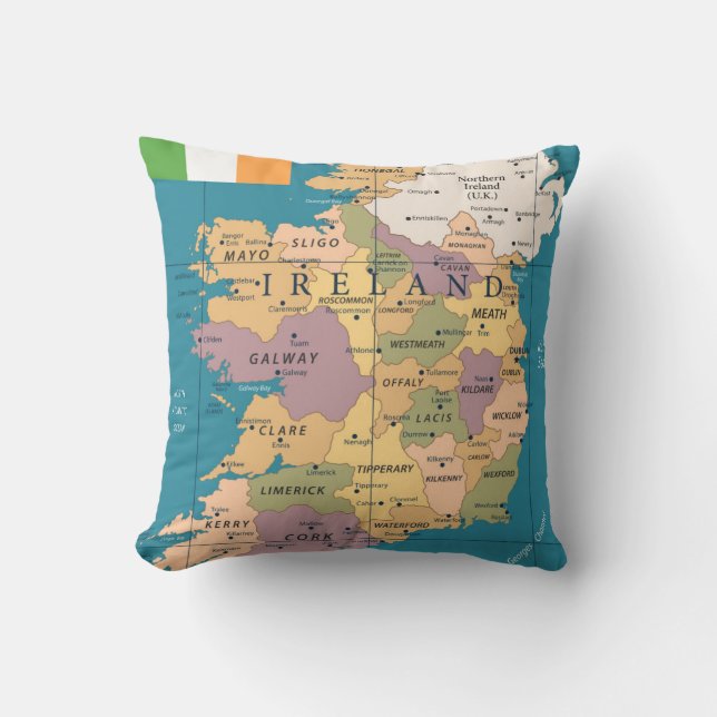 Coussin Carte vintage de l'Irlande (Recto)