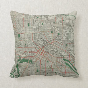 Coussin Carte vintage de Minneapolis Minnesota (1921)