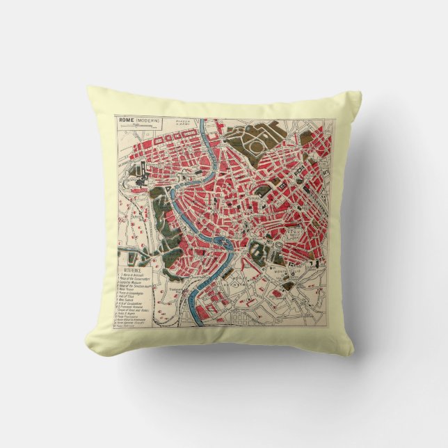 Coussin Carte vintage de Rome (Recto)