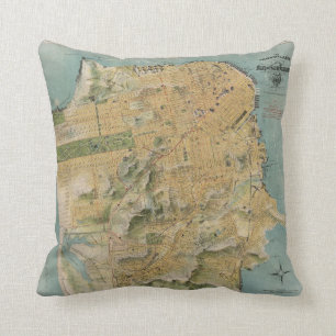 Coussin Carte vintage de San Francisco (1915)
