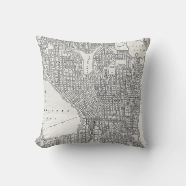 Coussin Carte vintage de Seattle (Recto)