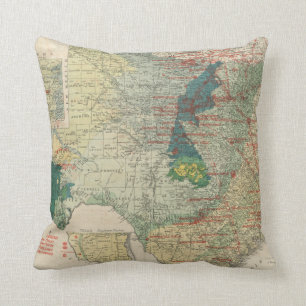 Coussin Carte vintage des gisements de pétrole et de gaz
