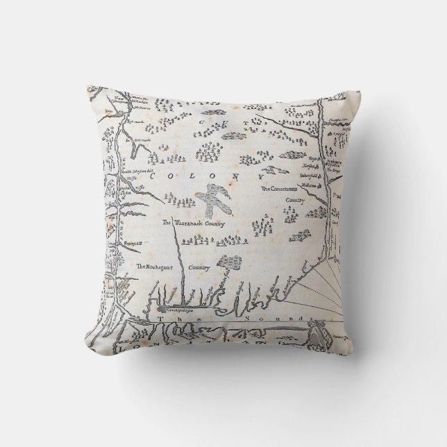 Coussin Carte vintage du Connecticut (Recto)