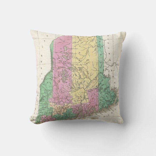 Coussin Carte vintage du Maine (1827) (Recto)
