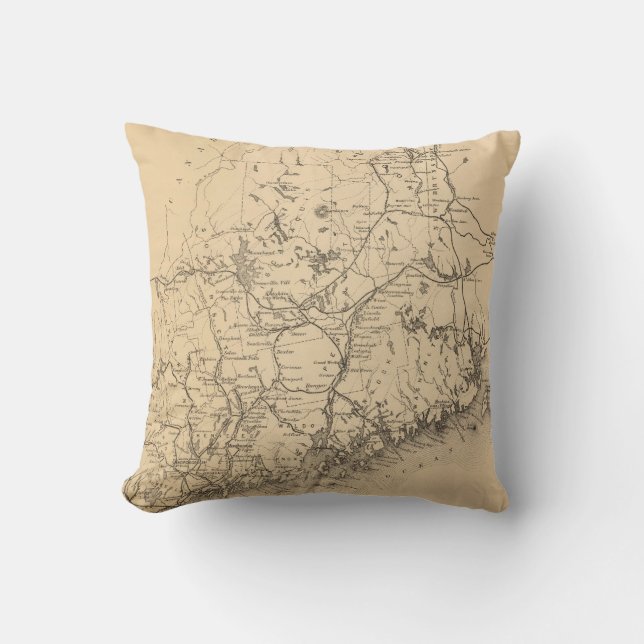 Coussin Carte vintage du Maine (1894) (Recto)
