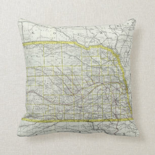 Coussin Carte vintage du Nébraska (1889)