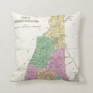 Coussin Carte vintage du New Hampshire (1827)