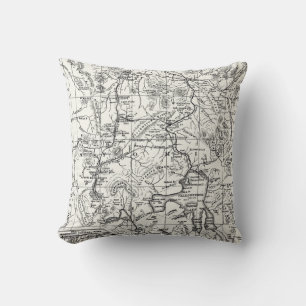 Coussin Carte vintage du parc national Yellowstone