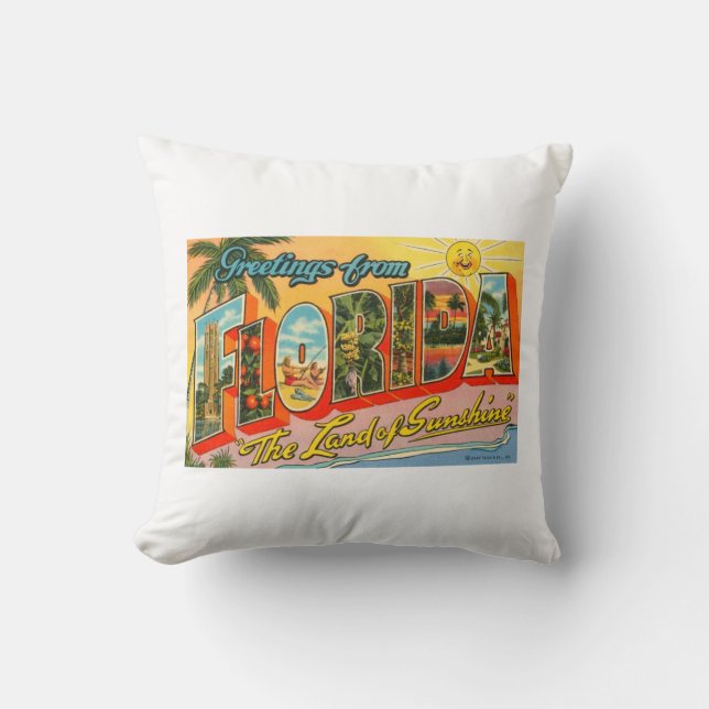 Coussin Cartes de Floride Vintage (Recto)