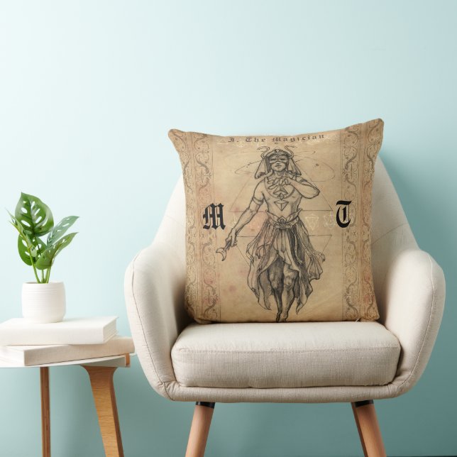 Coussin Cartes de tarot magicien art monogramme lancer ore (Chaise)