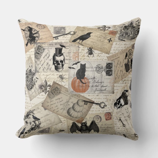 Coussin Cartes postales vintages modernes de Halloween (Recto)