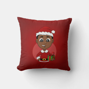 Coussin Carton Cute African American Christmas boy