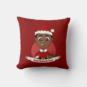 Coussin Carton Cute African American Christmas boy