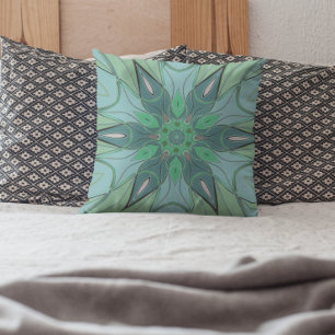 Coussin Carton Mandala Flower bleu et vert