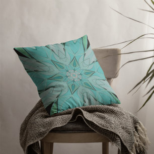 Coussin Carton Mandala Flower bleu et vert