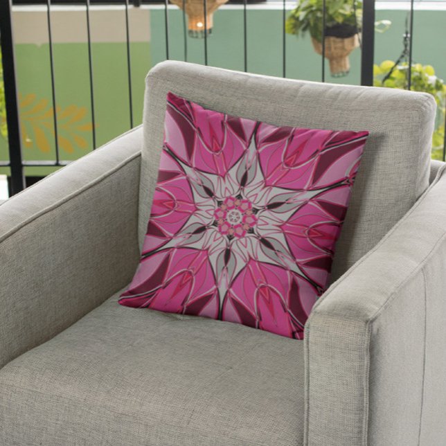 Coussin Carton Mandala Flower rose et blanc (Créateur téléchargé)