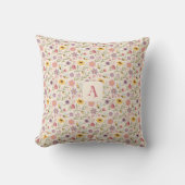 Coussin Cartoon bee flower yellow lavender pattern initial (Recto)
