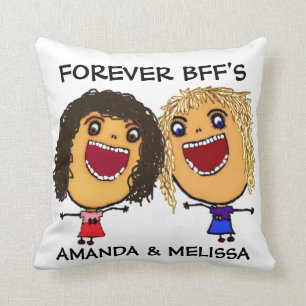 Coussin Cartoon Best Friend BFFs Blonde et Brunette