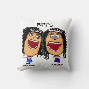 Coussin Cartoon BFFS Personnalisé Soeurs Amis