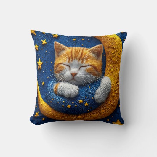 Coussin Cartoon cat sur la lune (Recto)